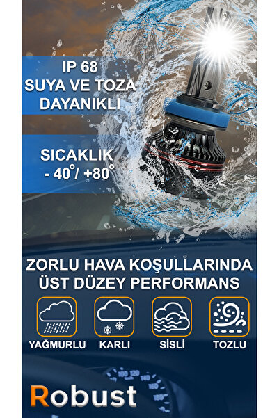 ROBUST Yeni Nesil* Pro Lumınar H11 Led Xenon 12.000 Lumen 60 Watt Csp 12v-24v Uyumlu Kısa Tıp