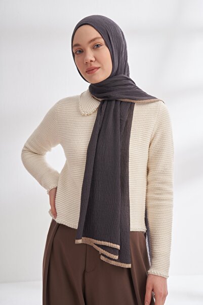 ARMANDA Müslin Biyeli Şal Gri Mavi