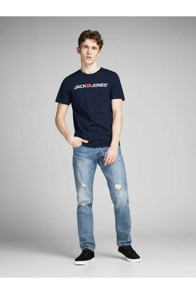 Jack & Jones jj 12137126   تي شيرت رجالي أساسي مطبوع