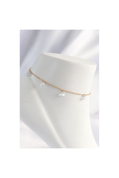 Skygo 316L Steel Gold Color Zircon Stone Anklet - Tj-Hh1621