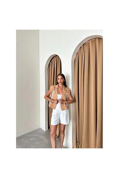 Marsilyan - Gabardine Vest with Lace Detail