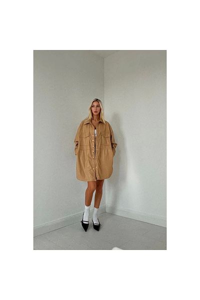 Marsilyan - Leather Jacket with Snap Closure Pocket