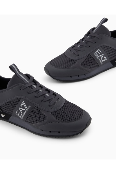EA7 Unisex Mesh Stripe Logo Lace up Gray1 Sneaker X8X027 Xk050-D186
