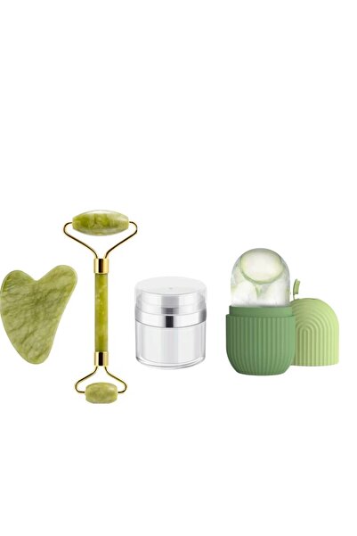 SYN AKSESUAR 4'LÜ Set Krem Kutusu Doldurulabilir, Buz Küpü Yüz Masaj Aleti, %...