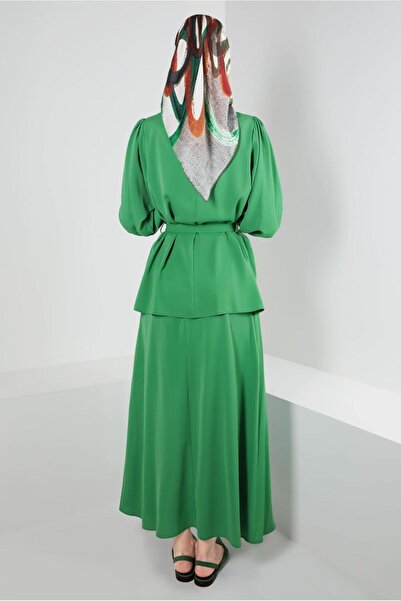 Alvina BOW DETAILED BALLON SLEEVE SKIRT SUIT 43911