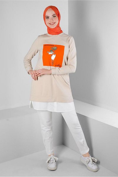 Alvina Text and FLOWER PRINTED TRACKSUIT TUNIC 43556