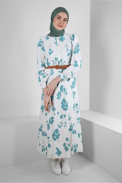 Alvina PATTERNED BUTTON DETAILED DRESS 43781