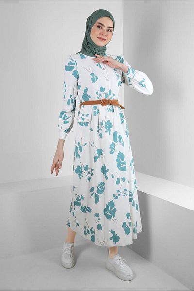 Alvina PATTERNED BUTTON DETAILED DRESS 43781