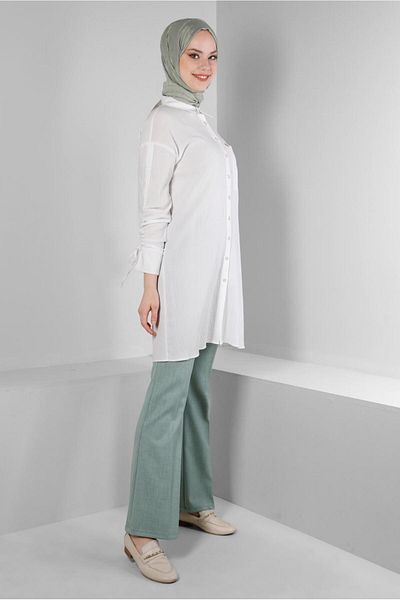Alvina SHIRT TUNIC WITH STRAPPED SLEEVES 43604
