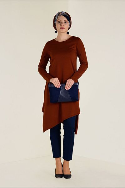 Alvina 4526 Model Asymmetrical Cut Knitwear Tunic