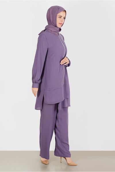 Alvina Stone Detailed Double Trousers Set - 42514