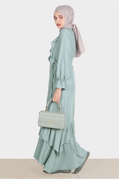 Alvina Rochie detaliată cu volan cu centură - 42633