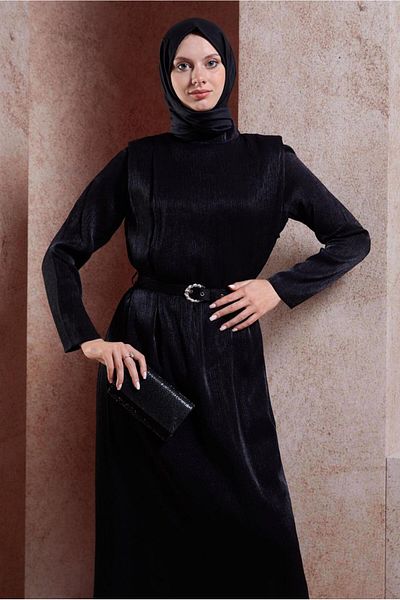 Alvina 44576 Model Rochie Hijab cu centura