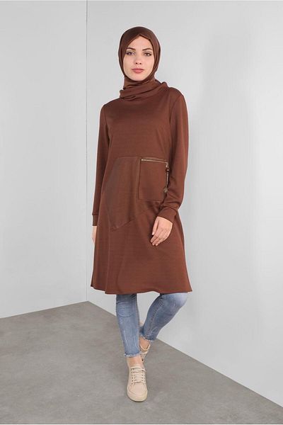 Alvina Leather Detail Zippered Tunic 41290