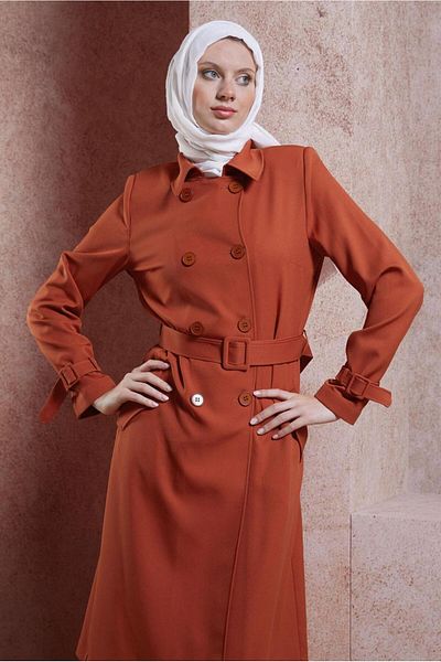 Alvina 10896 Model Belted Trench Coat