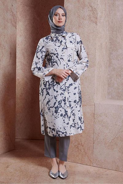 Alvina 44673 Model Linen Textured Saw Tunic