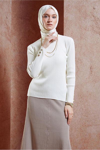 Alvina Pulover tricotat cu detaliu nasturi 45005