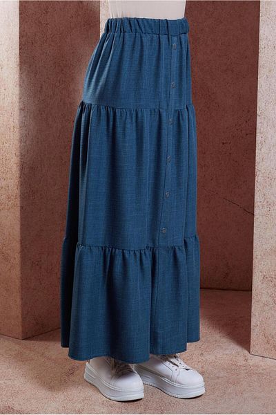Alvina 60553 Model Linen Textured Skirt