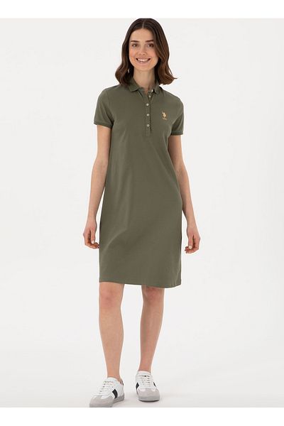 U.S. Polo Assn. Πόλο Ασν. Γυναικείο φόρεμα Polo Neck Dark Khaki Standard GURLIN25