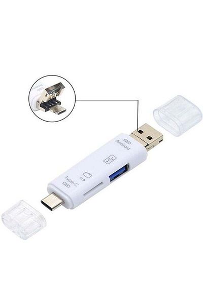 Generic 5-in-1 Type-C And USB Card Reader - White