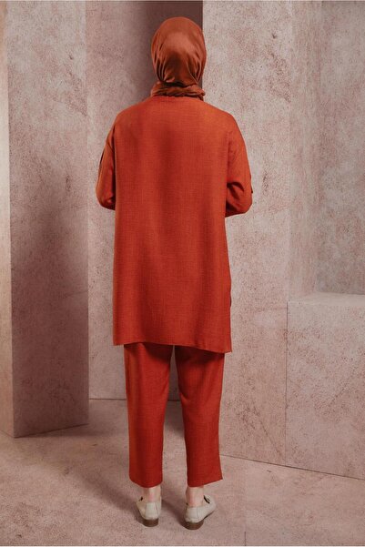 Alvina 44412 Model Shirt Collar Trousers Set