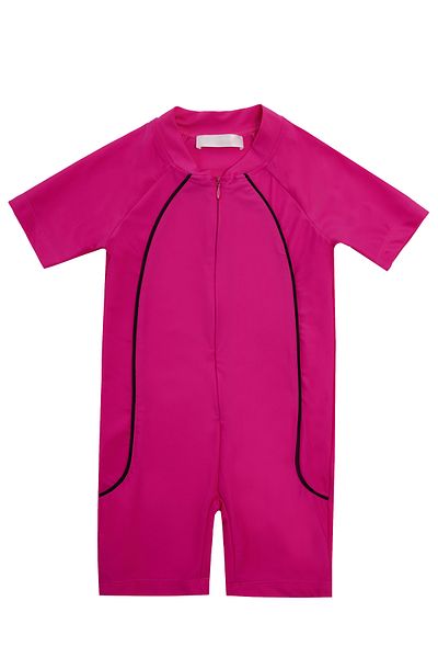 Remsa Mayo Uv Protection Jumpsuit Short Sleeve Children's Swimsuit with Shorts Clous 5155 Fuchsia