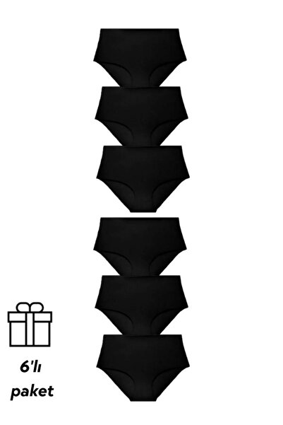 Berrak Kadın Siyah 6'Lı Paket Yüksek Bel lazer kesim Bato Külot