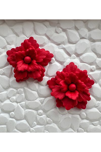 ACCESSORY أقراط زهرة الطبقات الحمراء