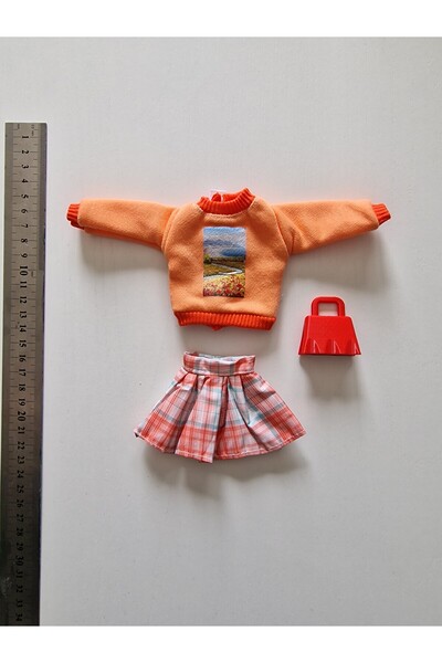 Hobi Kafe Barbi Oyuncak Bebek İçin 3 lü Kıyafet Takımı