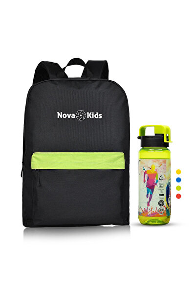 NovaKids حقيبة ظهر نوفا كيدز مقاس 17 بوصة مع زجاجة ترطيب سعة 750 مل (ألوان مت...