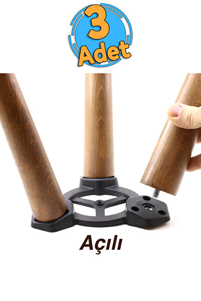 Badem10 (3 ADET) Mobilya Zigon Ahşap Sehpa Ayağı Üçlü Plastik Bağlantı Aparat...