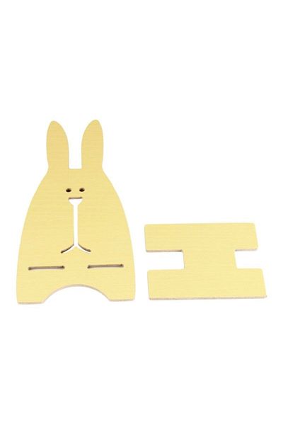 Generic Cute Rabbit Wooden Mobile Stand Yellow