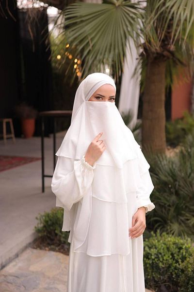 Nissra White Umrah - Hajj Set Souffle and Ferace: Anka 252902