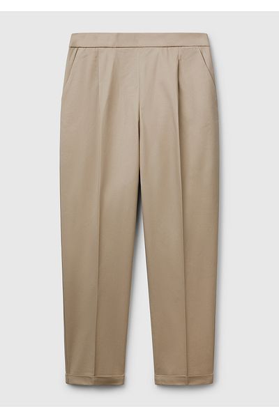 United Colors of Benetton Women's Beige Stretch Cotton Back Elastic Waist Pocket Pants