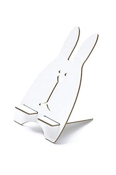 Generic Cute Rabbit Wooden Mobile Stand White 334