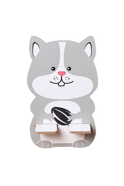 Generic Cute Squirrel Wooden Mobile Stand - Grey