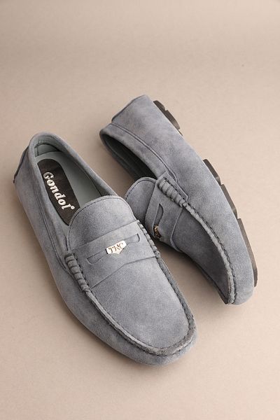 Gondol Loafer clasic pentru bărbați din piele naturală, piele de căprioară albastră 41 ttx.292
