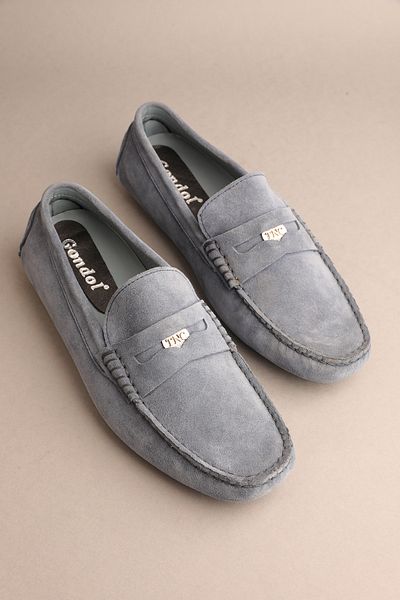 Gondol Loafer clasic pentru bărbați din piele naturală, piele de căprioară albastră 41 ttx.292