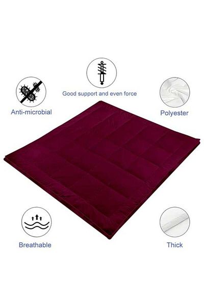 Comfy QUILTED HOTEL QUALITY STRIPE MAROON MATTRESS TOPPER 180 X 200 X 10 CM WITH FIBER FILLING