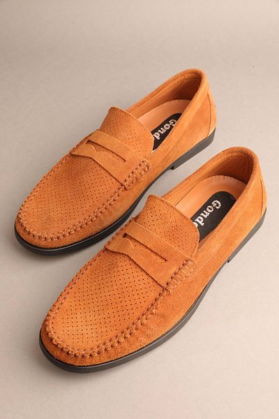 Gondol Men's Genuine Leather Classic Loafer Brown Suede 42 Ttx.291