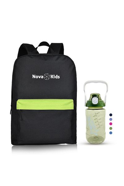 NovaKids Nova Kids 17-Inch Backpack with Hydration 550ml Bottle(Assorted Color) - Black