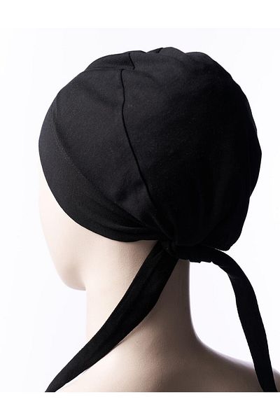 Kayra Black Cotton Bonnet