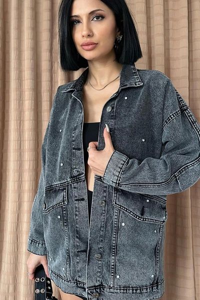 Butik Black Jeans Jacket with Stones