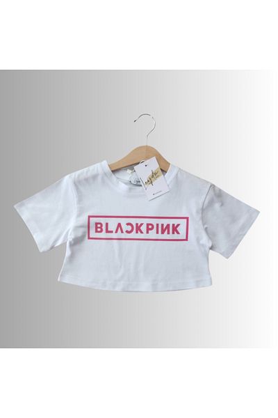 Leydukids κοριτσίστικο παιδικό crop μαύρο ροζ εμπριμέ λαιμόκοψη κοντομάνικο