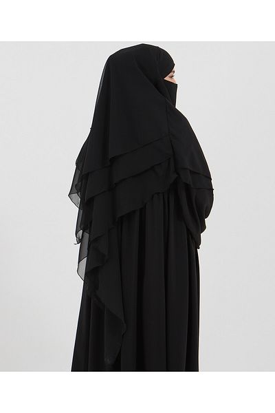 Mihrisina collection 3 Layer Souffle Abaya Dress Suit Khimar Souffle&Robe