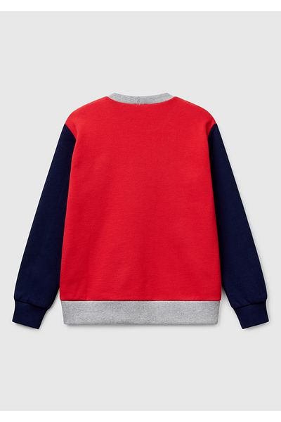 United Colors of Benetton Boy's Red Mix Benetton Logo Printed Crew Neck Sweatshirt