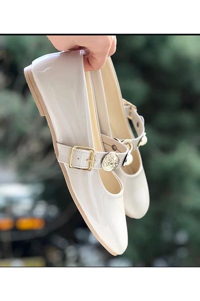 Pandalina Women's Patent Leather Ballerina Strappy Belted Phylon (Lightweight) Comfortable Stylish Business Office Casual Shoes