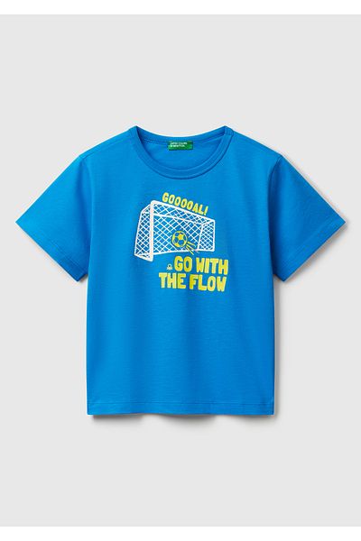 United Colors of Benetton Μπλουζάκι με κοντό μανίκι Boy's Saks Blue Graphic printed
