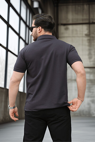 Valiberta Ανδρικό T-Shirt με μισό φερμουάρ μονή τσέπη - Μαύρο