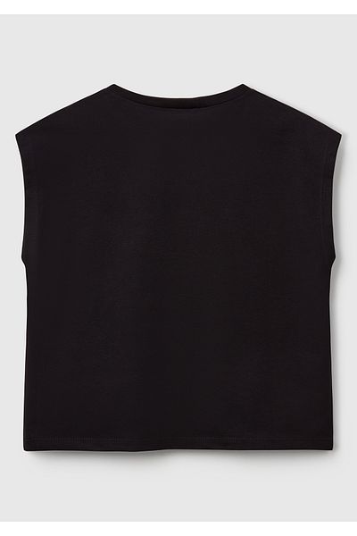 United Colors of Benetton Girl's Black Graphic Printed Short Sleeve T-Shirt